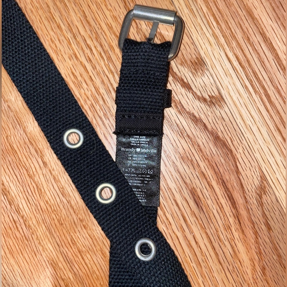 brandy melville black silver grommet cotton belt